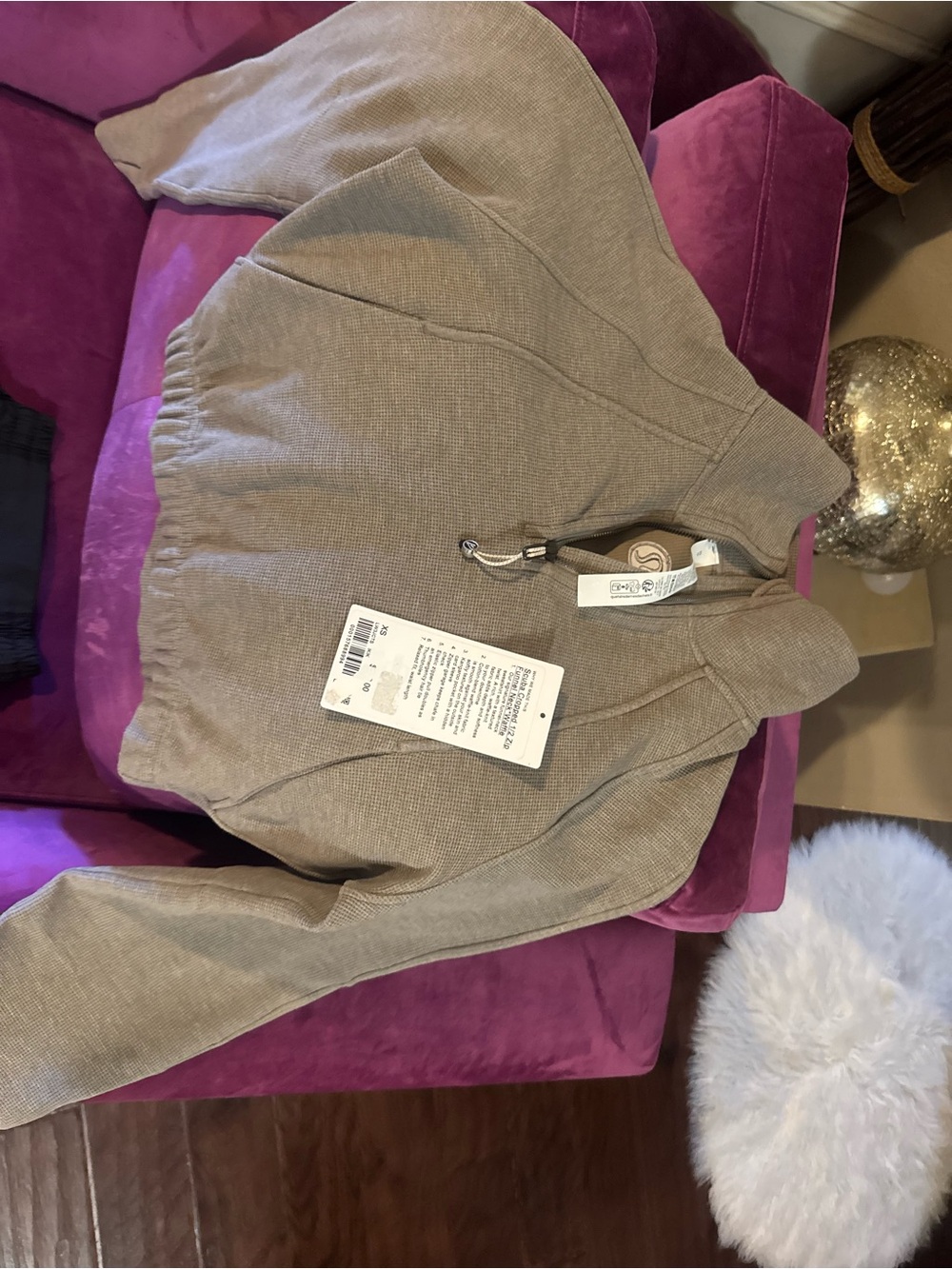 lululemon athletica Taupe Half-Zip Hoodie waffle size XS